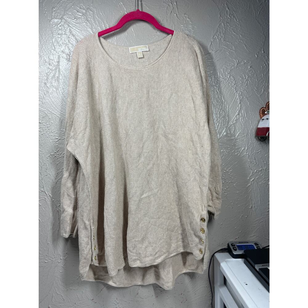 Michael Kors long‎ tan sweater tunic button size XL